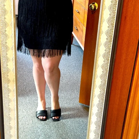 Black Fringed Skirt - Picture 1 of 4